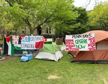 Penn Student Encampment with signs