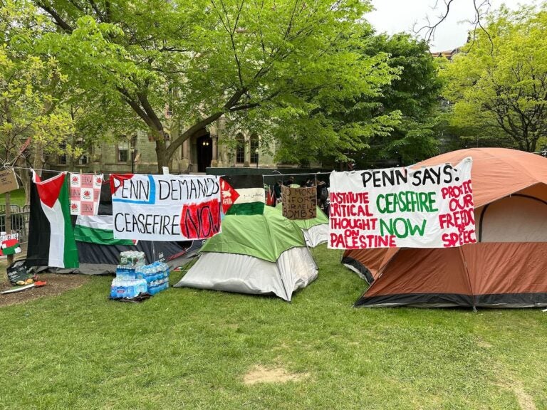 Penn Student Encampment with signs