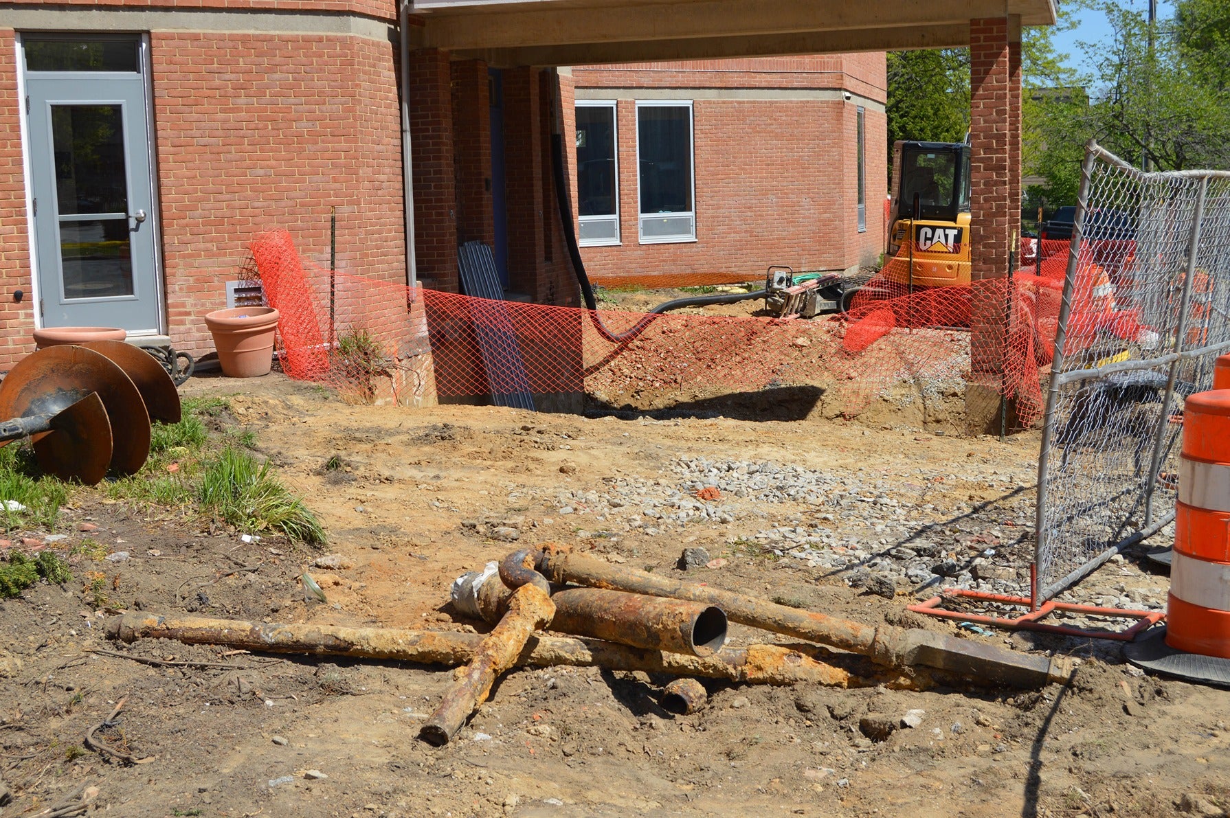 Removal of the circular driveway of the school's front entrance