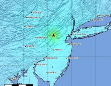 map showing earthquake