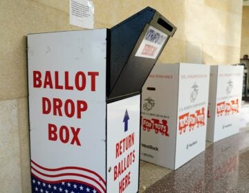 A mail-in ballot drop box