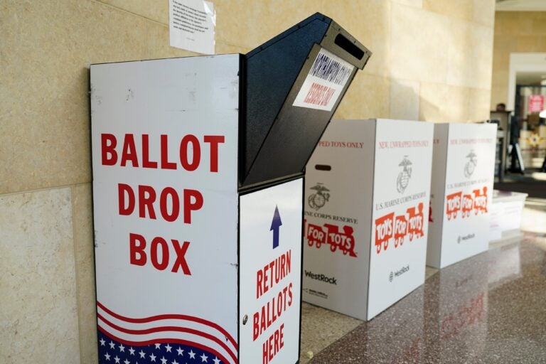 A mail-in ballot drop box