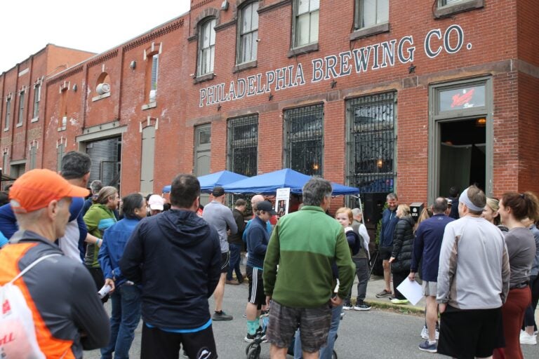 People outside Philadelphia Brewing Company