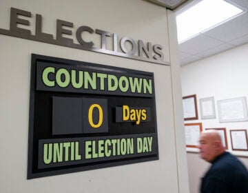 Countdown clock until election day hanging on the wall