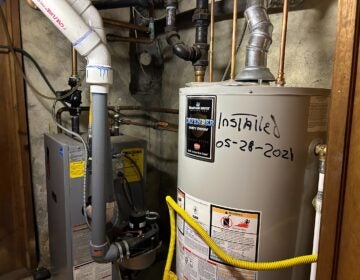 A gas-powered hot water heater