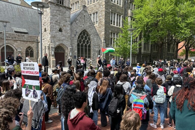 Protesters at Temple