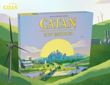 A new version of the popular board game Catan, which hits shelves this summer, introduces energy production and pollution into the gameplay. (Catan GmbH)