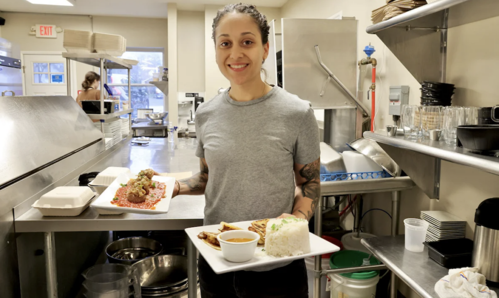 Everything that Brennah Lambert serves at LesbiVeggies is vegan and gluten-free. (Emma Lee/WHYY)