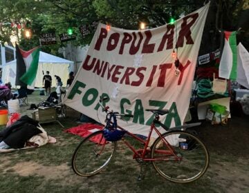 An encampment set up at Princeton University