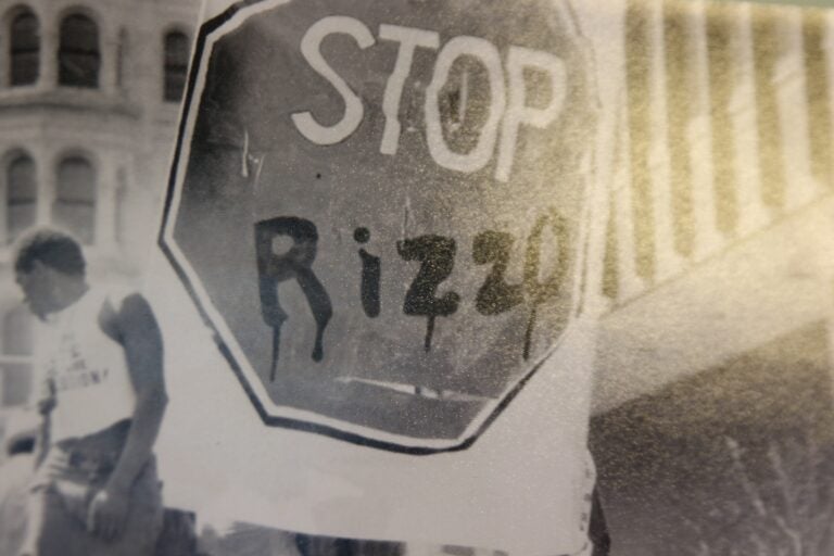 a picture says Stop Rizzo