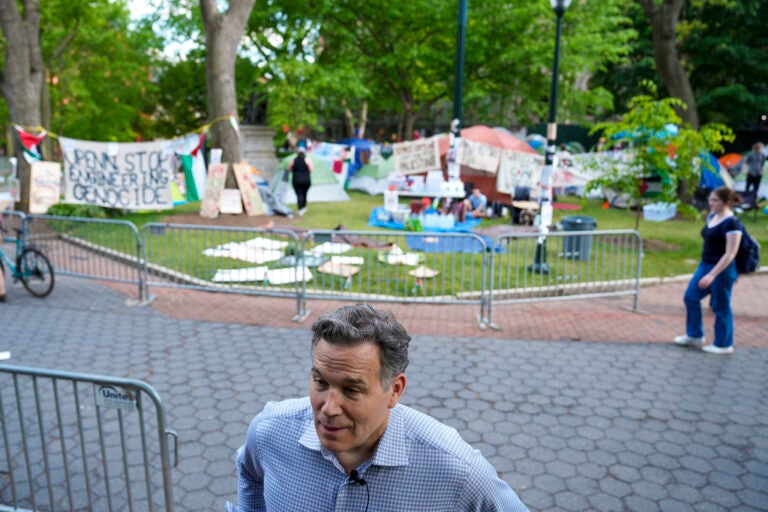 Dave McCormick at Penn's encampment