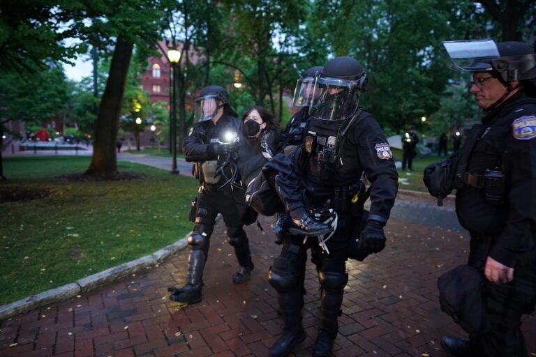 Police disband the pro-Palestine encampment and make numerous arrests, Friday May 10, 2024, on the campus of the University of Pennsylvania.