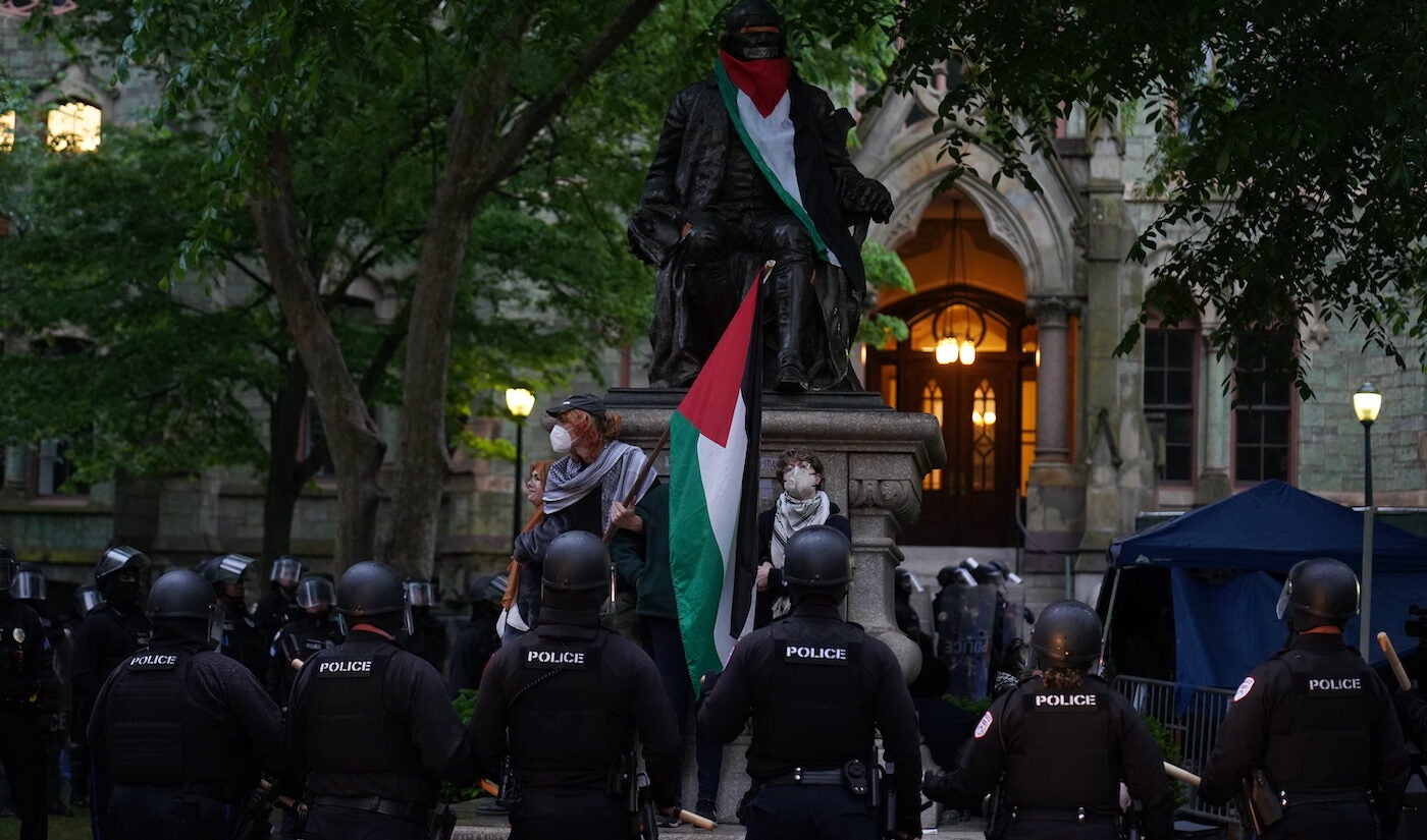 Police disband the pro-Palestine encampment and make numerous arrests, Friday May 10, 2024, on the campus of the University of Pennsylvania.