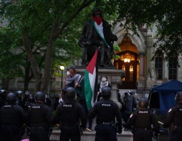 Police disband the pro-Palestine encampment and make numerous arrests, Friday May 10, 2024, on the campus of the University of Pennsylvania.