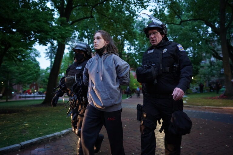 Police disband the pro-Palestine encampment and make numerous arrests, Friday May 10, 2024, on the campus of the University of Pennsylvania.