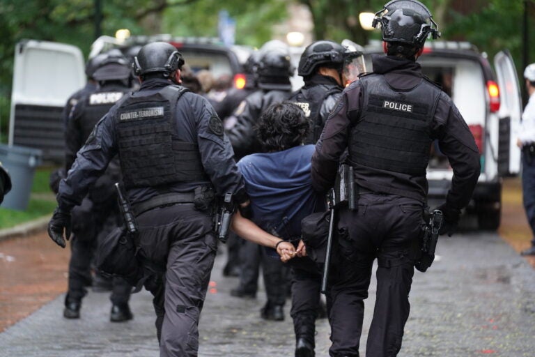 Police disband the pro-Palestine encampment and make numerous arrests, Friday May 10, 2024, on the campus of the University of Pennsylvania.