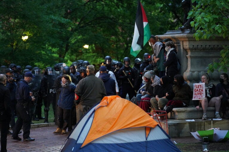 Police disband the pro-Palestine encampment and make numerous arrests, Friday May 10, 2024, on the campus of the University of Pennsylvania.