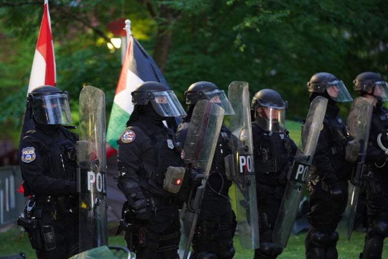 Police disband the pro-Palestine encampment and make numerous arrests, Friday May 10, 2024, on the campus of the University of Pennsylvania.