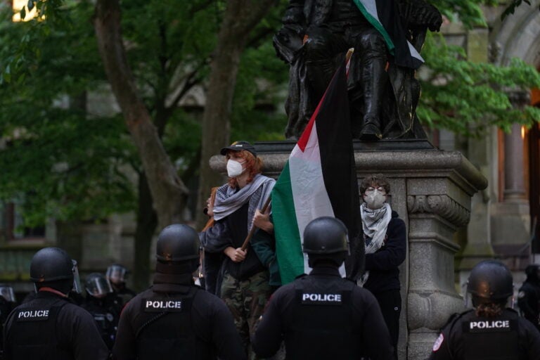 Police disband the pro-Palestine encampment and make numerous arrests, Friday May 10, 2024, on the campus of the University of Pennsylvania.