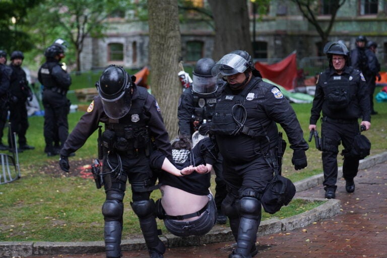 Police disband the pro-Palestine encampment and make numerous arrests, Friday May 10, 2024, on the campus of the University of Pennsylvania.