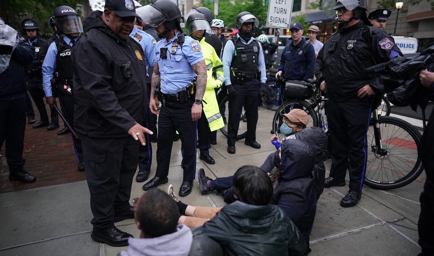 Police disband the pro-Palestine encampment and make numerous arrests, Friday May 10, 2024, on the campus of the University of Pennsylvania.