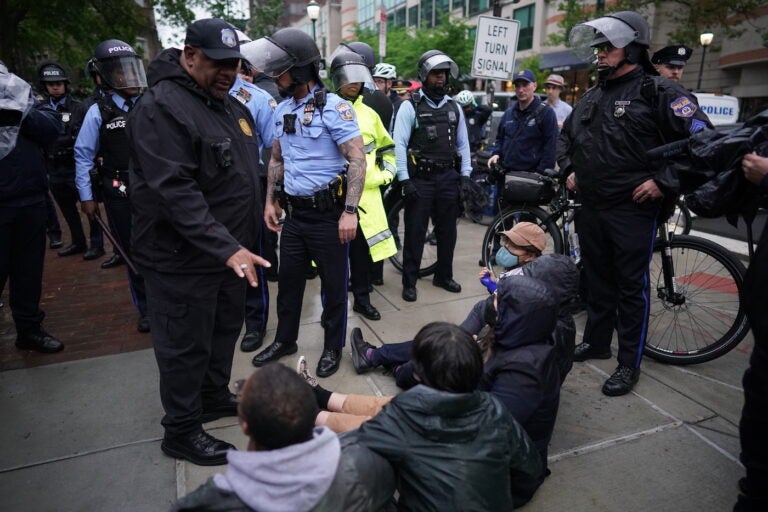 Police disband the pro-Palestine encampment and make numerous arrests, Friday May 10, 2024, on the campus of the University of Pennsylvania.