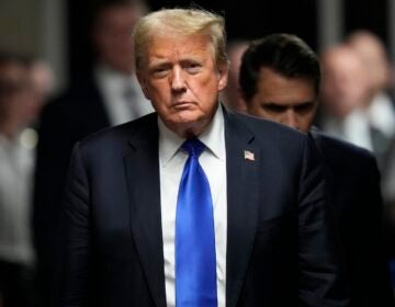 Former President Donald Trump walks to make comments to members of the media after being found guilty on 34 felony counts of falsifying business records in the first degree at Manhattan Criminal Court, Thursday, May 30, 2024, in New York