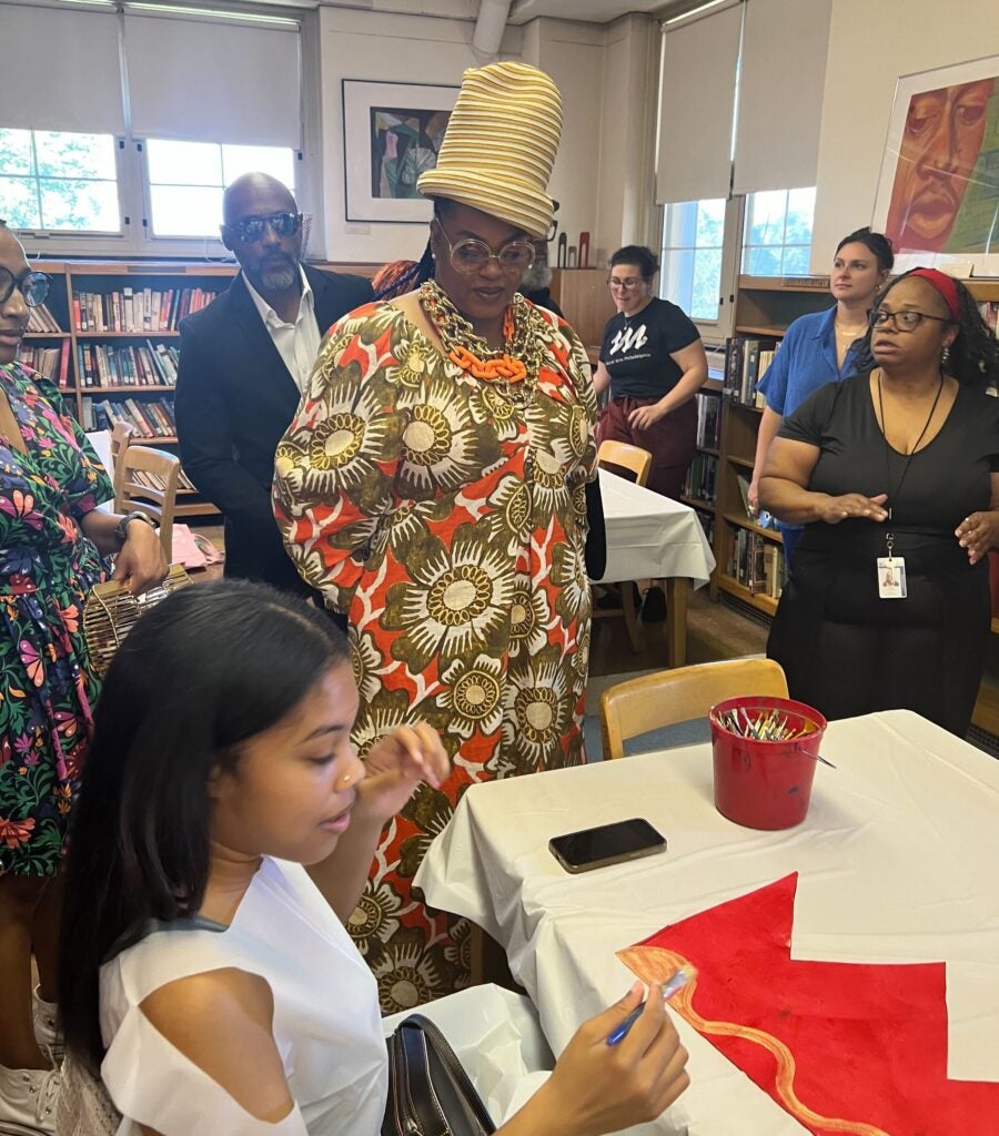 Jill Scott with students