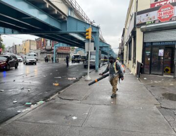 Crews clean up blocked-off streets in Kensington.