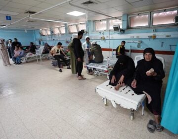 Palestinians receive medical care at the European hospital in Khan Younis