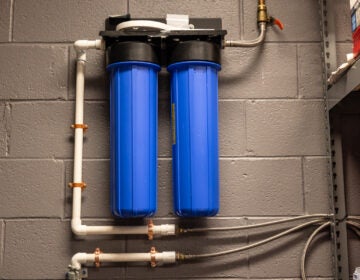 Water filter on the wall