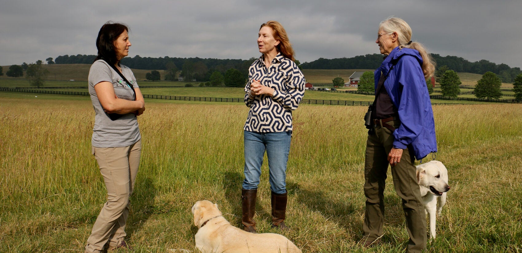 Zoë Warner, D.D. Matz and Starr Cummin Bright stand in a field