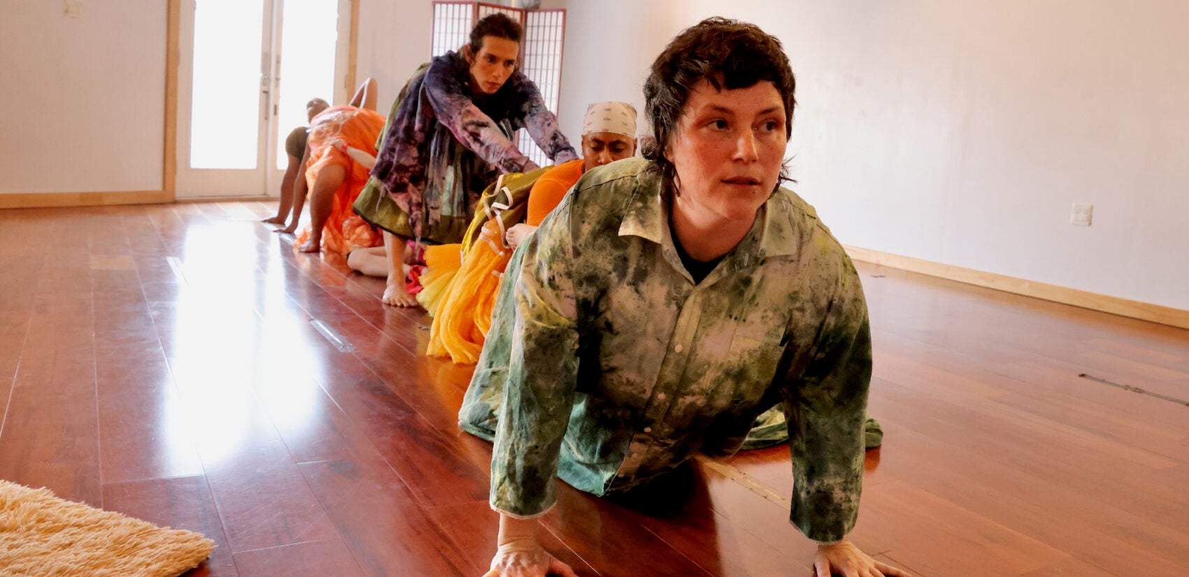 Meg Foley and other dancers perform a dance called ''Carpet Womb'