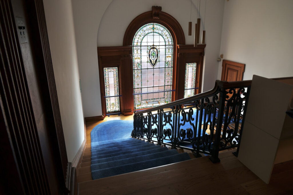a stairway in The Philadelphia Art Alliance