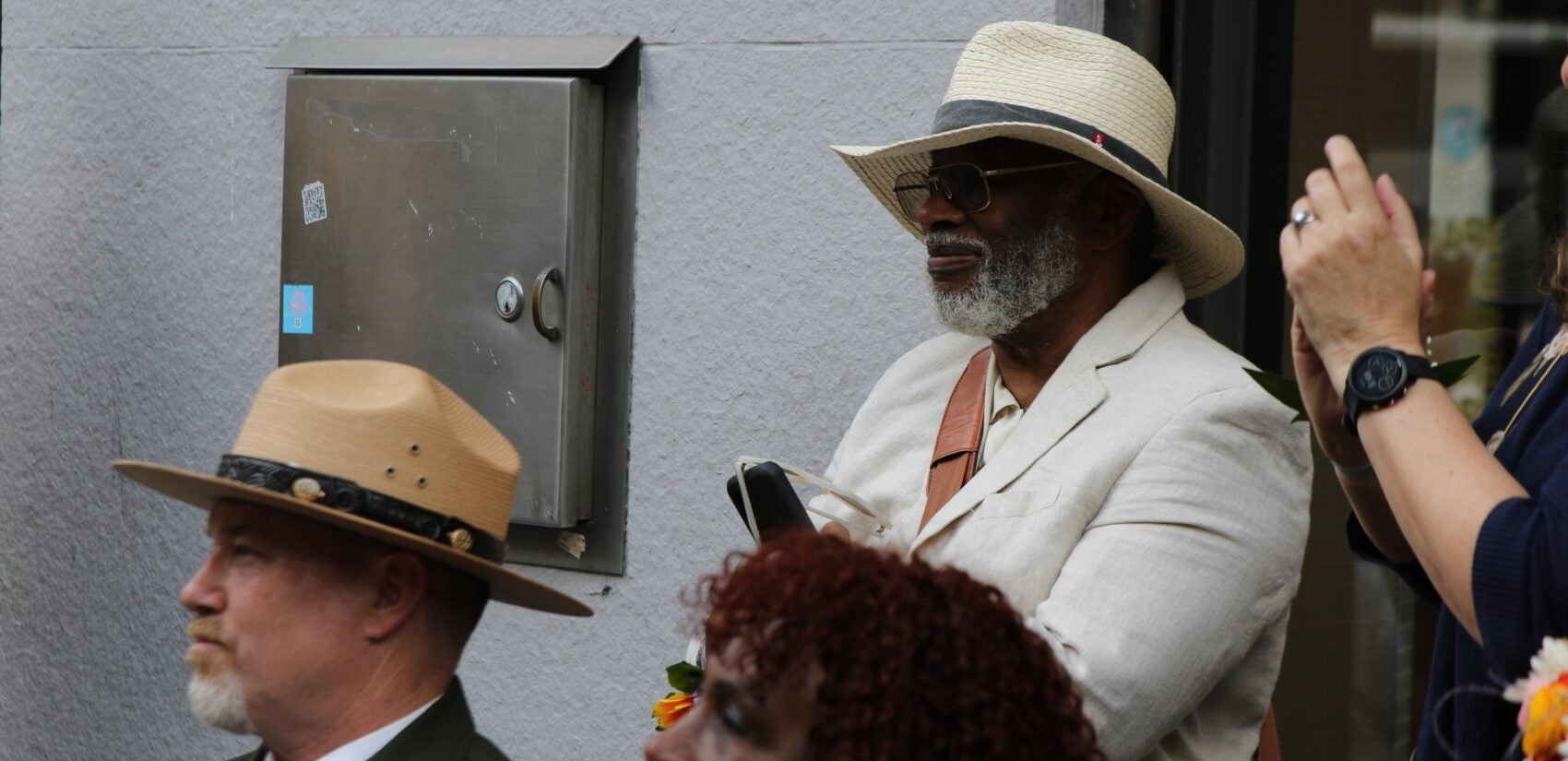 J. Calvin Jefferson Sr. is a descendent of three of the enslaved families at Monticello, and was able to attend Monday's unveiling of the Declaration House exhibit. (Cory Sharber/WHYY)