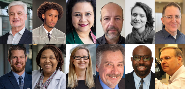 From top left to top right and bottom left to bottom right, Cris Barrish, Kenny Cooper, Madhu Bora, Carmen Russell-Sluchansky, Emily Neil, Meir Rinde, Mark Eichmann, Jamila Bey, Sarah Mueller, David Matthau, P. Kenneth Burns, and Tom Macdonald (WHYY)