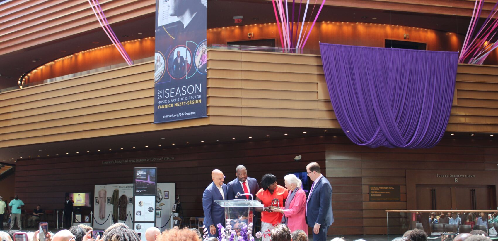 Ceremony at Kimmel Center for the unveiling of the new Marian Anderson Hall (Emily Neil/WHYY News)
