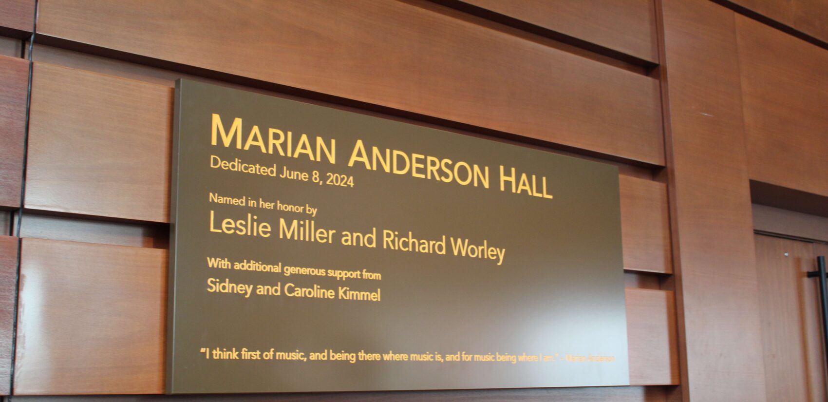 New signage for Marian Anderson Hall (Emily Neil/WHYY News)