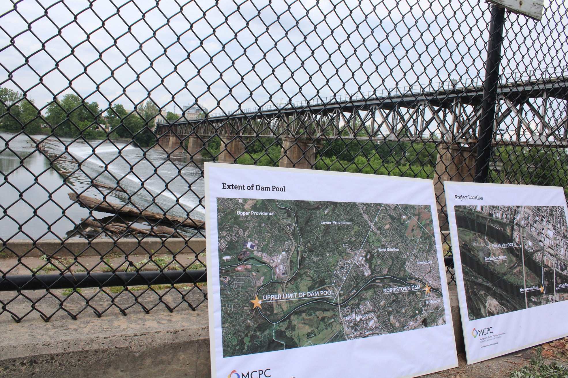 the Schuylkill River and images of the propsed dam