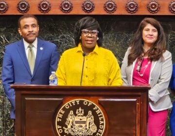 Cherelle Parker speaking at a podium