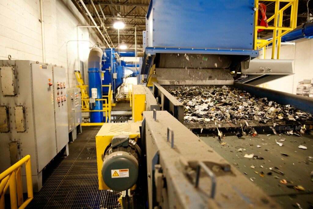 electronic waste at the recycling plant