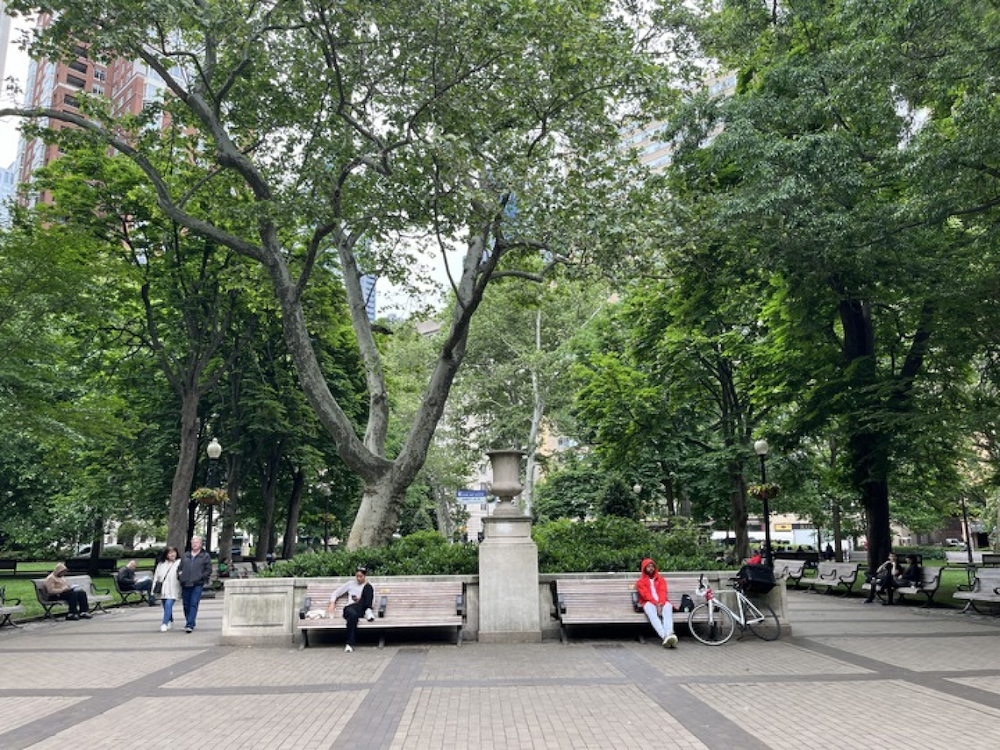 People sitting in Rittenhouse Square