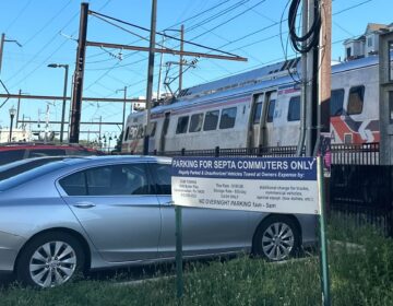 cars parked by a SEPTA train