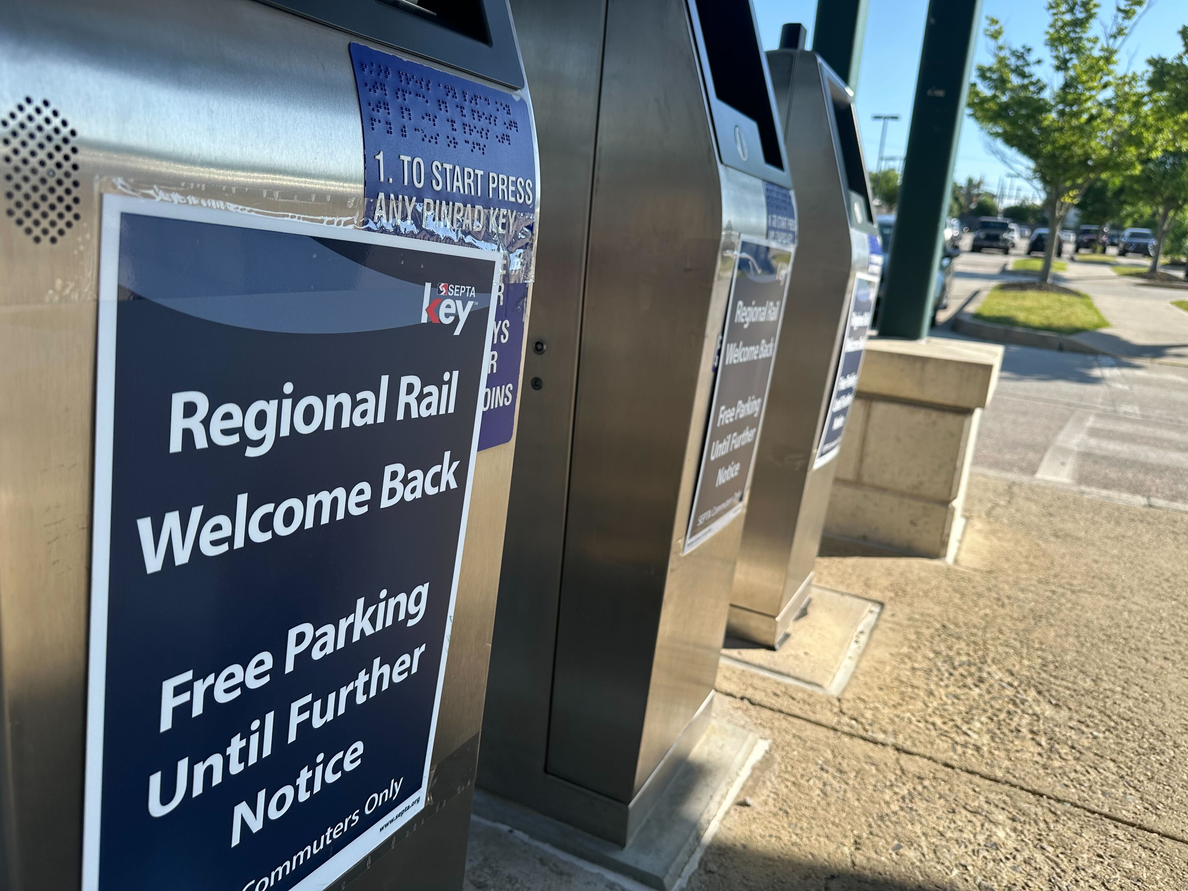 A SEPTA sign says Welcome Back