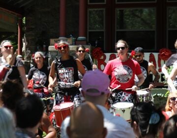 Batala Philly playing drums