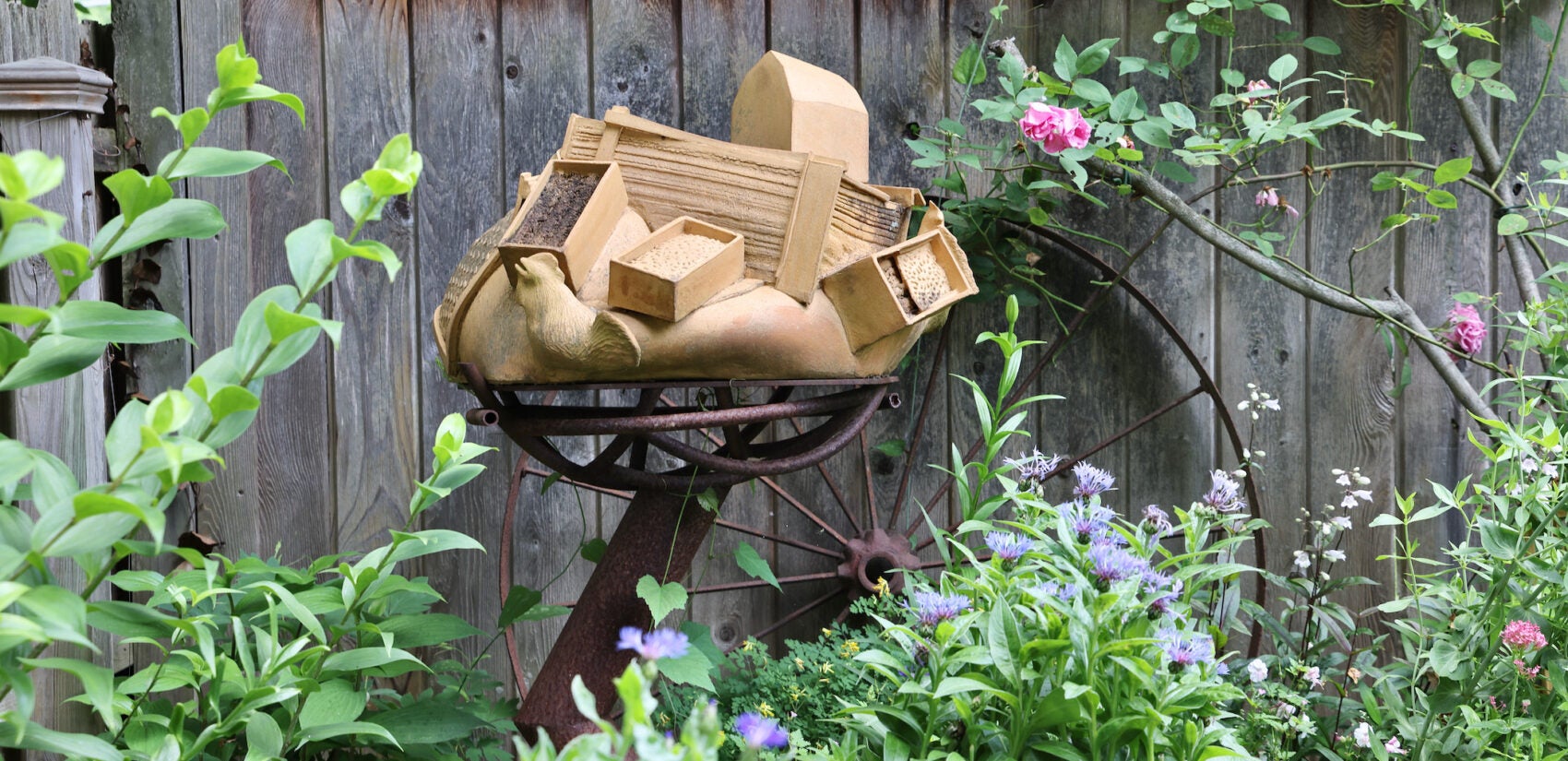 Syd Carpenter's garden is adorned with sculptures