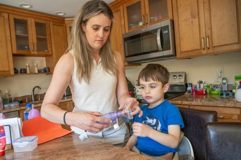 Media-resident Jacqueline Vakil and her 4-year-old son, James. (Jonathan Wilson for WHYY)