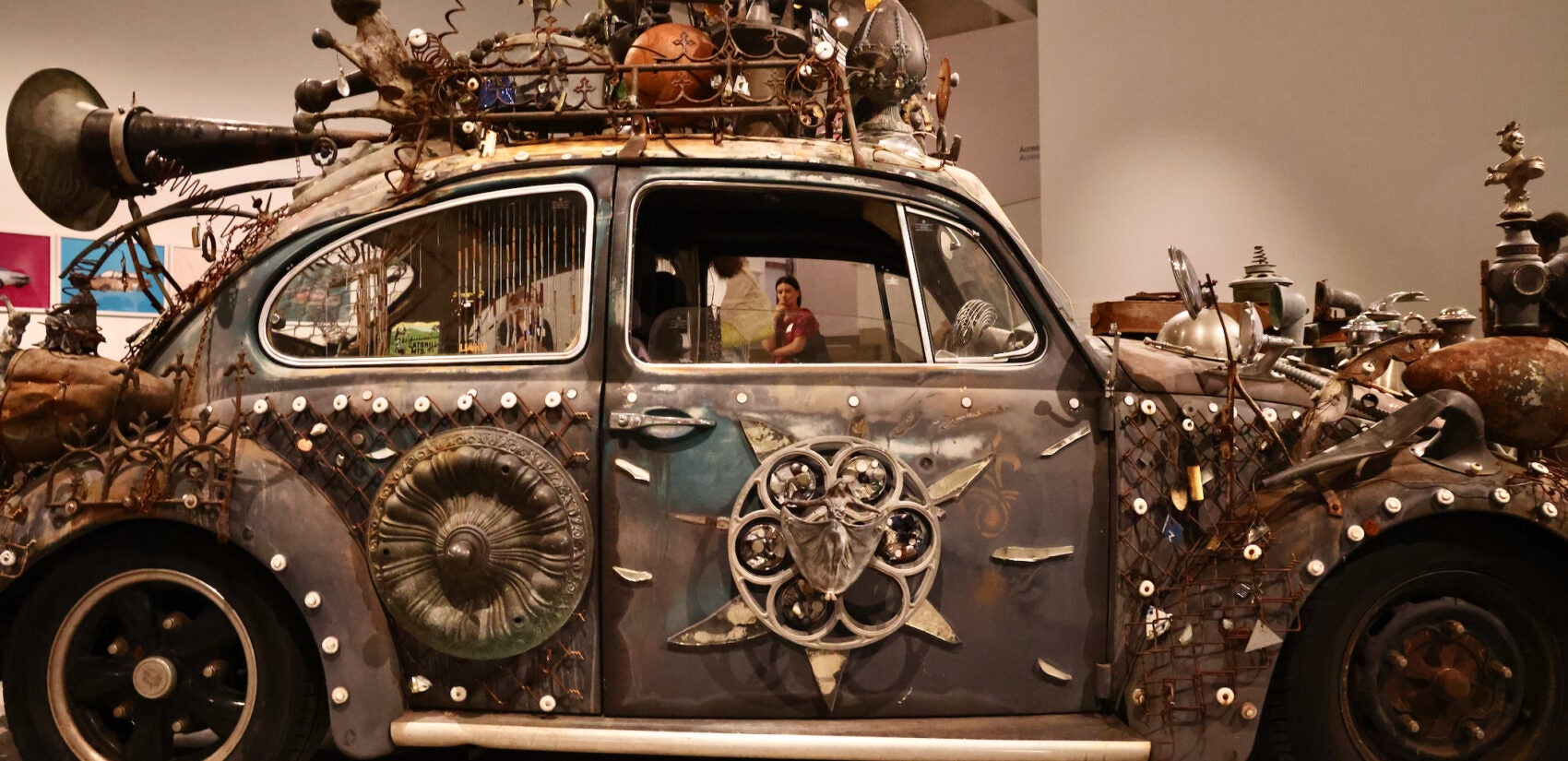 ''Art Car (Volkswagen)'' was created by Clarke Bedford. It is part of Josh T. Franco's exhibit on yard art at the Institute of Contemporary Art. (Emma Lee/WHYY)