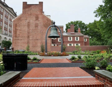 The Benjamin Rush Garden at Third and Walnut streets was rehabilitated to become home to the Bicentennial Bell. (Emma Lee/WHYY)