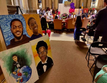 Since 2018, The Apologues has helped families cope with the loss of loved ones to gun violence through original portraiture. The organization was honored at Philadelphia City Hall with official citations. (Peter Crimmins/WHYY)